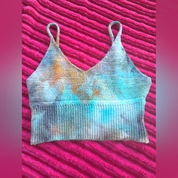 Ice dyed cotton knit crop tank - Picture 1 of 4